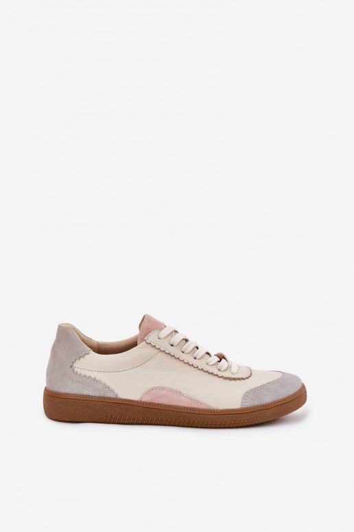 Leer Sneakers model schoenen Dames Zazoo N1220 beige