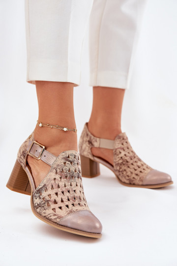 Dames Leer OpengeInerkte laarzen Het heeftciejka 04962-43 beige-gouden kleur 2