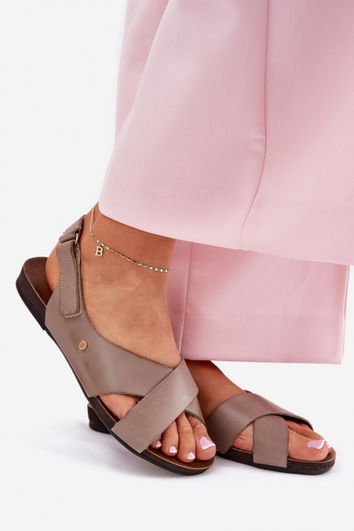 Dames sandalen met zelfklevende bevestigingsmiddelen Zazoo 40141 beige