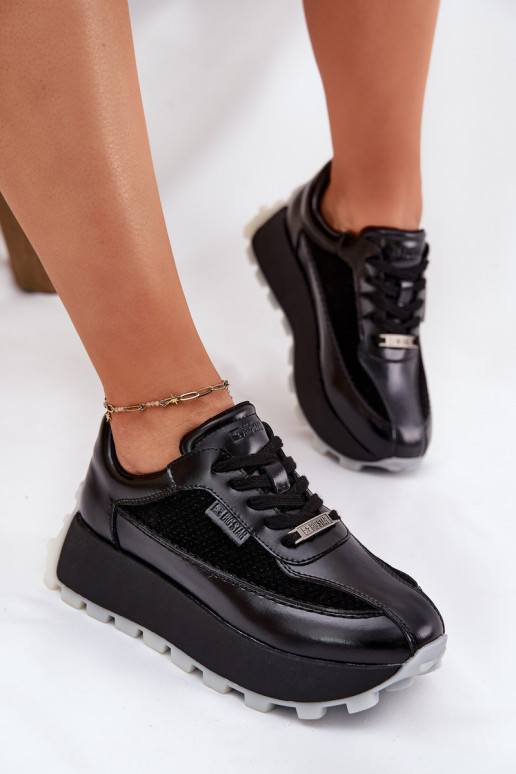 Leer Dames Sneakers model schoenen met platform Big Star RR274873 HI-POLY SYSTEM zInart Leer Dames Sneakers model schoenen met platform Big Star RR274873 HI-POLY SYSTEM zInart