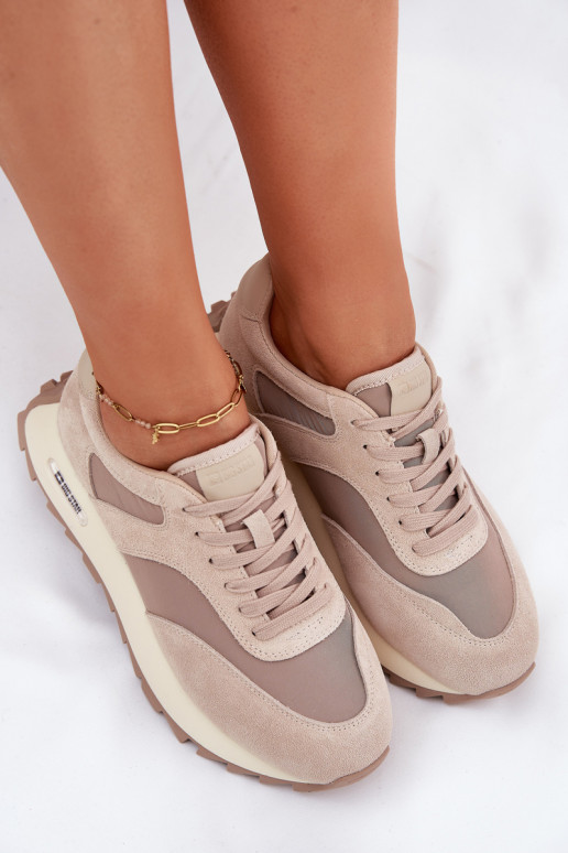 van suède Sneakers model schoenen met platform Dames Big Star RR274897 HI-POLY SYSTEM beige