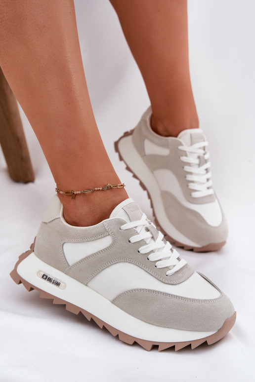 van suède Sneakers model schoenen met platform Dames Big Star RR274896 HI-POLY SYSTEM INit-grijs van suède Sneakers model schoenen met platform Dames Big Star RR274896 HI-POLY SYSTEM INit-grijs