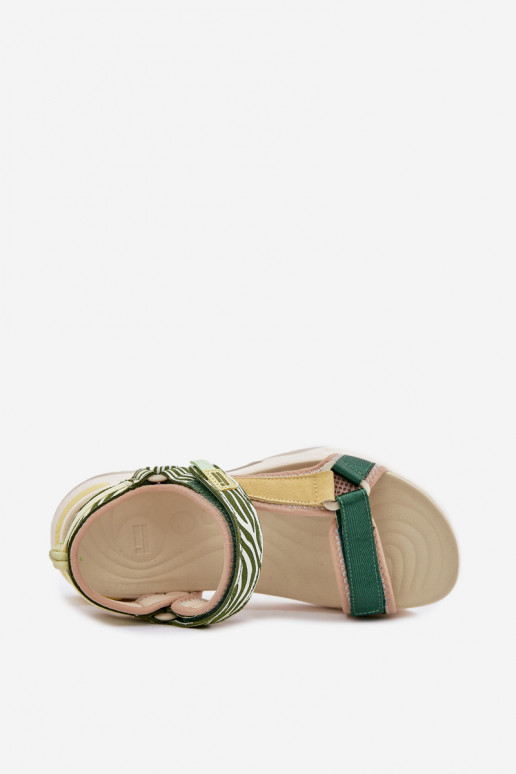 Dames sandalen met zelfklevende bevestigingsmiddelen D.Franklin DFSH406003 groene kleur Dames sandalen met zelfklevende bevestigingsmiddelen D.Franklin DFSH406003 groene kleur