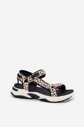 Dames sandalen met klittenbandsluiting D.Franklin DFSH406002 zwarte en zandkleur 2