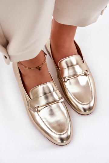 Leer schoenen dames mocassins Het heeftciejka K6809-25 gouden kleur 2