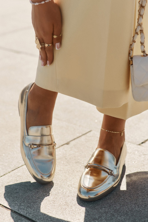 Leer schoenen dames mocassins Het heeftciejka K6809-25 gouden kleur Leer schoenen dames mocassins Het heeftciejka K6809-25 gouden kleur