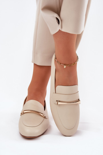 Leer schoenen dames mocassins Het heeftciejka K6809-04 beige