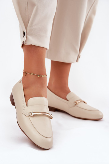 Leer schoenen dames mocassins Het heeftciejka K6809-04 beige 2