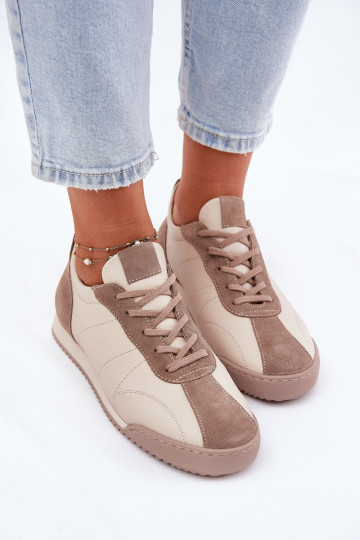 Leren sportschoenen Laura Messi 2935 zandkleur