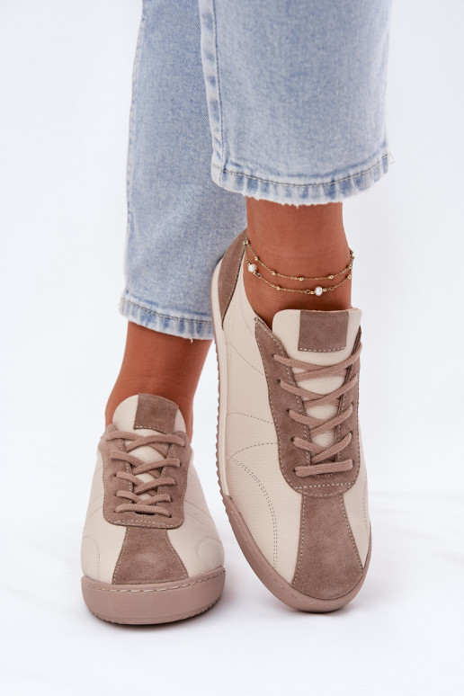 Leer sportschoenen Dames Laura Messi 2935 beige Leer sportschoenen Dames Laura Messi 2935 beige