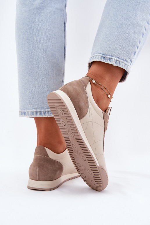 Leer sportschoenen Dames Laura Messi 2935 beige Leer sportschoenen Dames Laura Messi 2935 beige