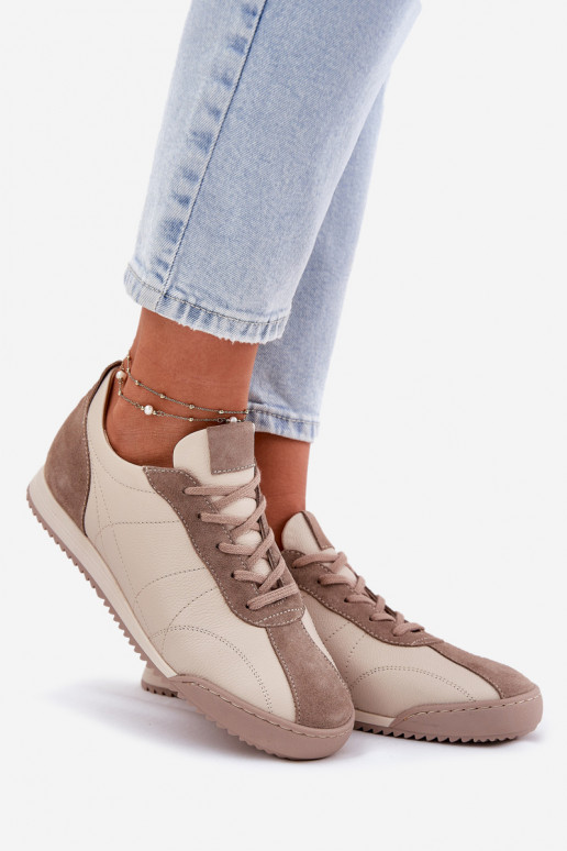 Leer sportschoenen Dames Laura Messi 2935 beige Leer sportschoenen Dames Laura Messi 2935 beige