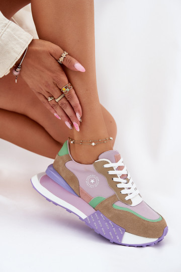 van suède Sneakers model schoenen Dames met platform Big Star RR274815 HI-POLY SYSTEM roze