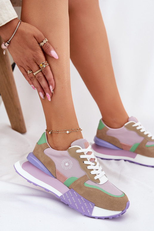 van suède Sneakers model schoenen Dames met platform Big Star RR274815 HI-POLY SYSTEM roze van suède Sneakers model schoenen Dames met platform Big Star RR274815 HI-POLY SYSTEM roze