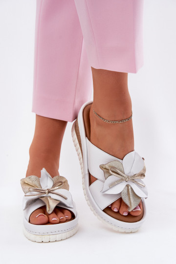 Leren pantoffels Dames Op de INig Met sierlijk Een bloem Artiker 52C0537 Initte kleur 2