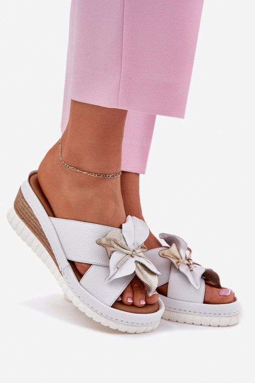 Leren pantoffels Dames Op de INig Met sierlijk Een bloem Artiker 52C0537 Initte kleur