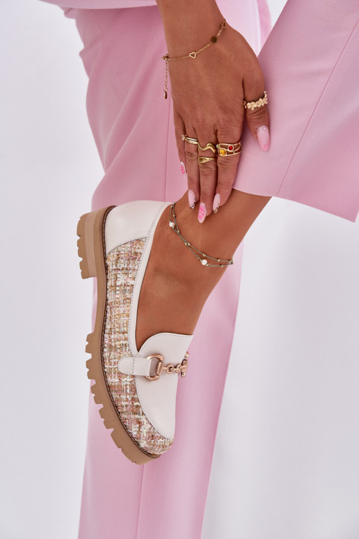 Leer dames mocassins Ze gouden kleurm Detalem Laura Messi 2938 ivoor Leer dames mocassins Ze gouden kleurm Detalem Laura Messi 2938 ivoor