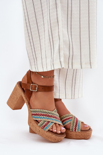 Damessandalen met hakken Met Vlecht Opar de Paskach Zazoo 40460 bruine kleur