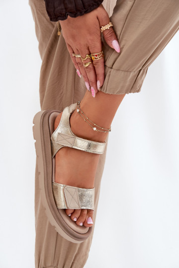 Dames sandalen Dames met platform Zazoo 40443 gouden kleur