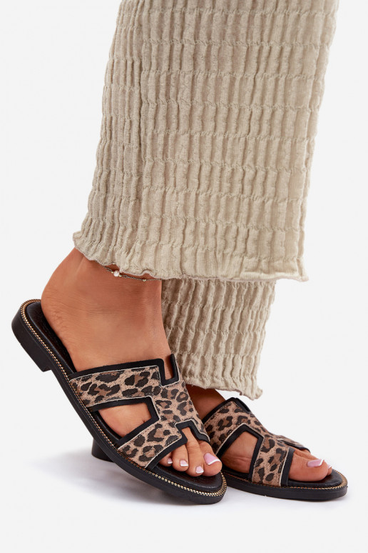 Leer gelijk aan Slippers met luipaardbontpatronen Zazoo 40383 zInart Leer gelijk aan Slippers met luipaardbontpatronen Zazoo 40383 zInart