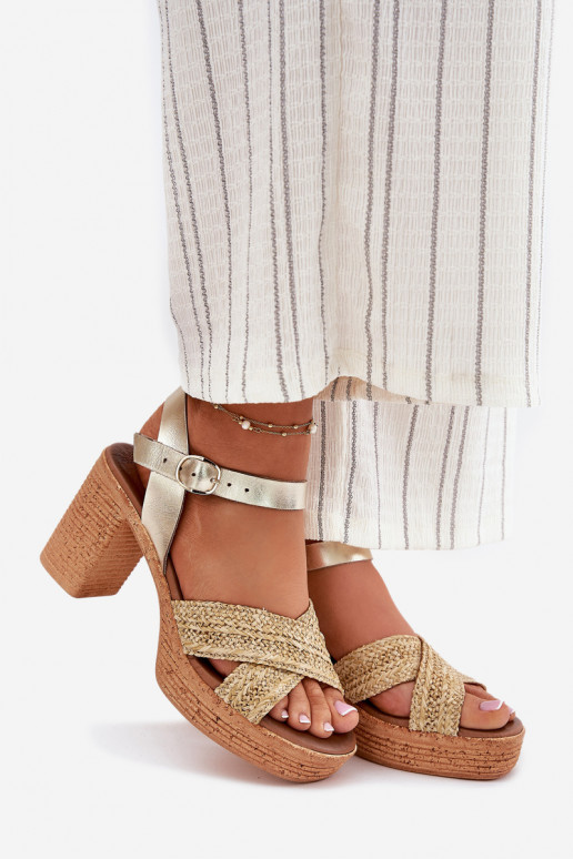 Damessandalen met hakken Met Vlecht Opar de Paskach Zazoo 40460 gouden kleur Damessandalen met hakken Met Vlecht Opar de Paskach Zazoo 40460 gouden kleur