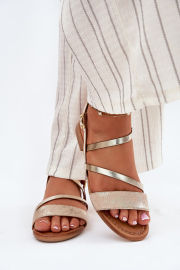 Dames sandalen Dames met brede hakken Het heeftciejka 06966-25 gouden kleur