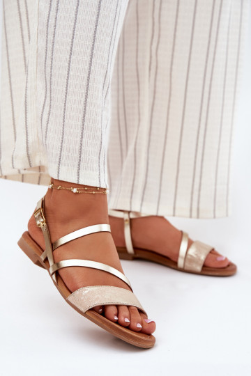 Dames sandalen Dames met brede hakken Het heeftciejka 06966-25 gouden kleur 2