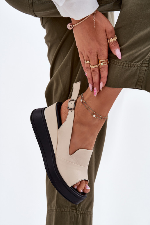 Leer Dames Platform sandalen Artiker 54C0401 beige Leer Dames Platform sandalen Artiker 54C0401 beige