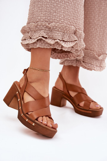 Dames sandalen met hakken Zazoo 1081 bruine kleur