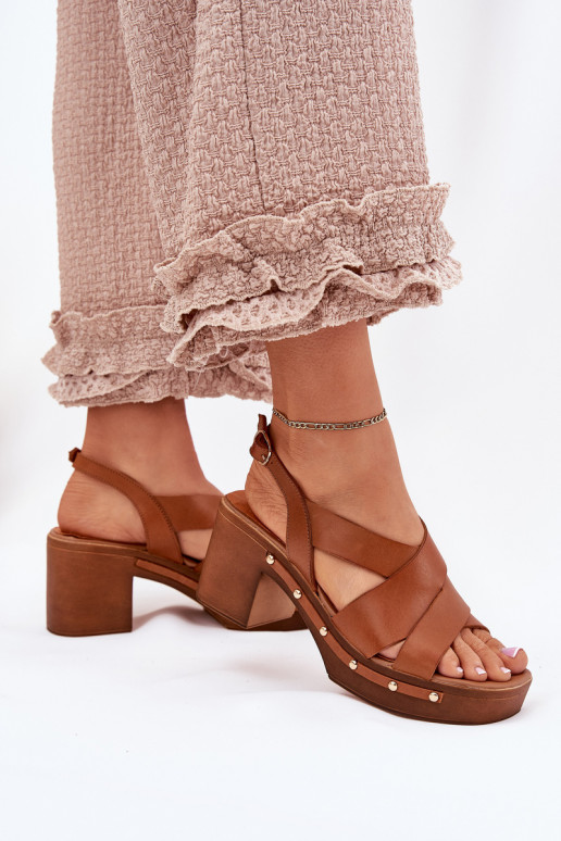 Damessandalen met hakken Zazoo 1081 bruine kleur Damessandalen met hakken Zazoo 1081 bruine kleur