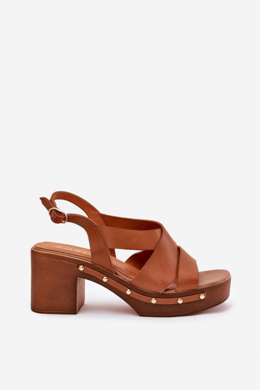 Damessandalen met hakken Zazoo 1081 bruine kleur Damessandalen met hakken Zazoo 1081 bruine kleur