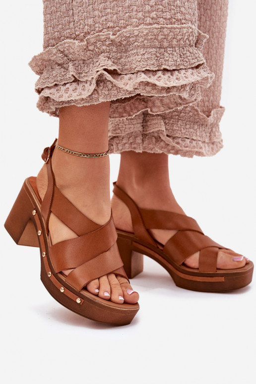 Damessandalen met hakken Zazoo 1081 bruine kleur Damessandalen met hakken Zazoo 1081 bruine kleur