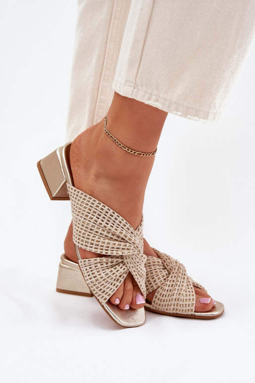 Damespantoffels Op Klok Het heeftciejka 06955-25 beige-gouden kleur Damespantoffels Op Klok Het heeftciejka 06955-25 beige-gouden kleur