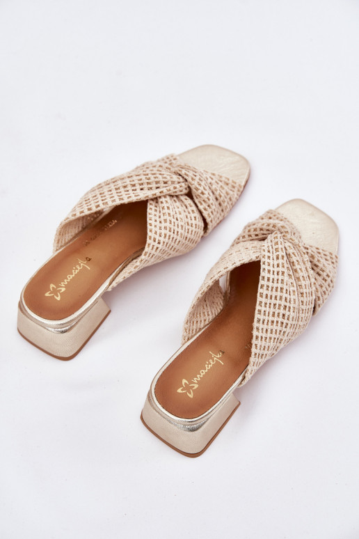 Damespantoffels Op Klok Het heeftciejka 06955-25 beige-gouden kleur Damespantoffels Op Klok Het heeftciejka 06955-25 beige-gouden kleur