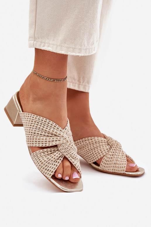 Damespantoffels Op Klok Het heeftciejka 06955-25 beige-gouden kleur Damespantoffels Op Klok Het heeftciejka 06955-25 beige-gouden kleur