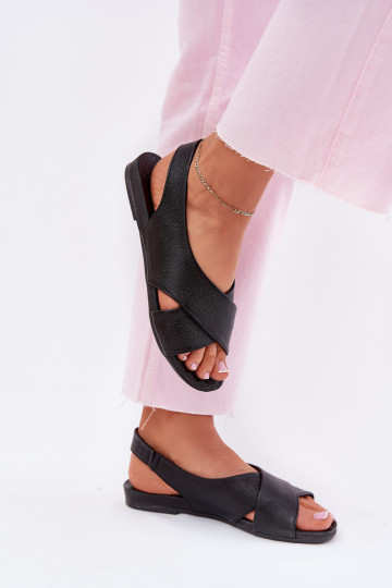 Zazoo 40407 leren zwarte sandalen voor dames 2