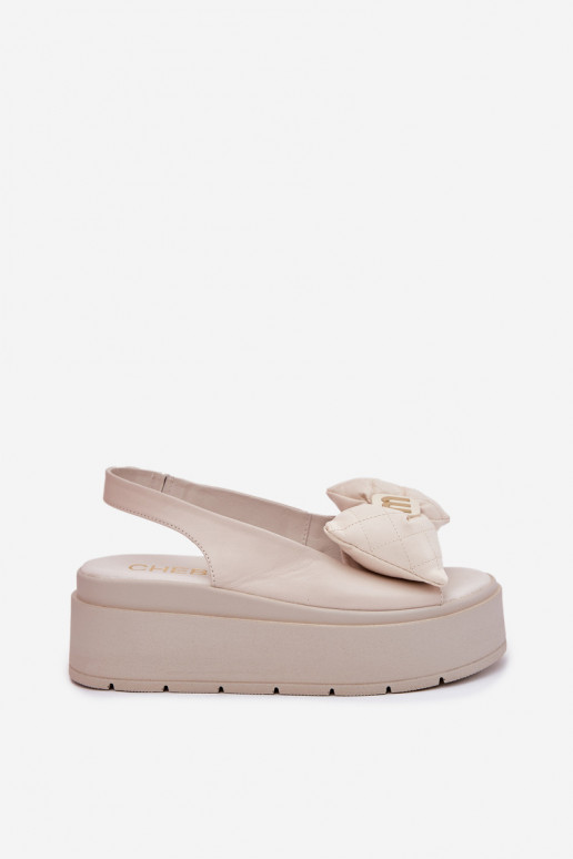 Dames sandalen Dames met platform met linten CheBello 4641 beige Dames sandalen Dames met platform met linten CheBello 4641 beige