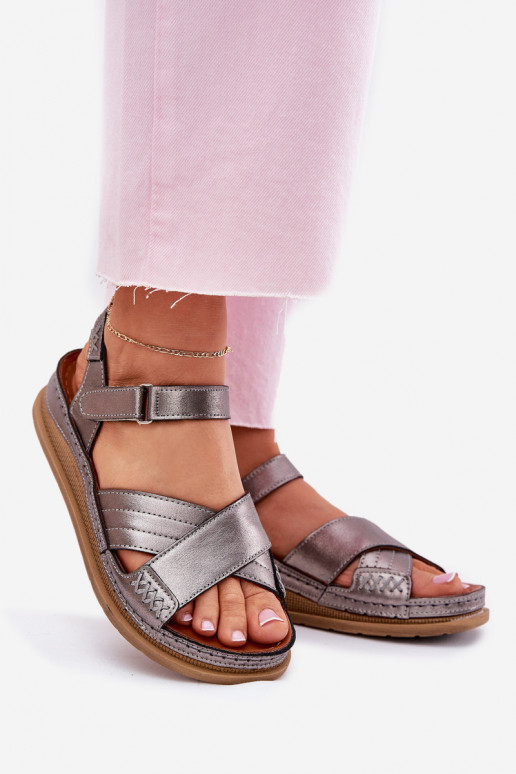 Dames sandalen Dames met platform Het heeftciejka L7064-35 grijs Dames sandalen Dames met platform Het heeftciejka L7064-35 grijs