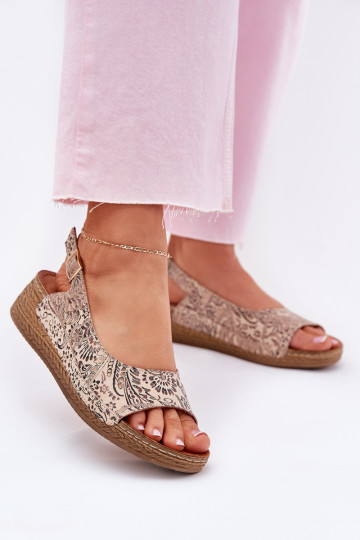Dames zandkleurige platform sandalen Tai turiciejka L7069-04 2