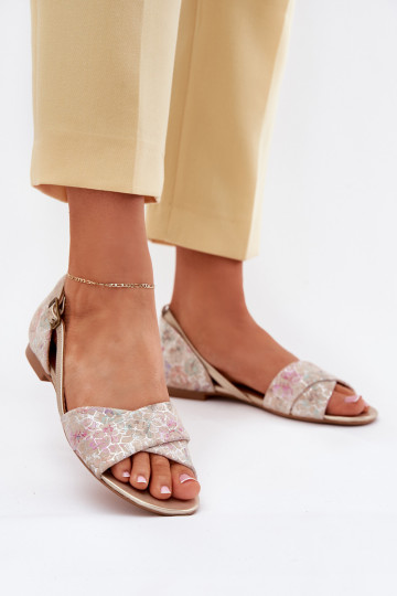 Dames zandkleurige platte sandalen Tai turiciejka 04614-22 2