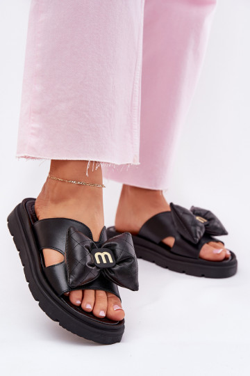 Leren pantoffels Dames met platform met linten CheBello 4647 zInart