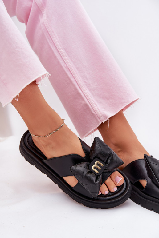 Leren pantoffels Dames met platform met linten CheBello 4647 zInart Leren pantoffels Dames met platform met linten CheBello 4647 zInart