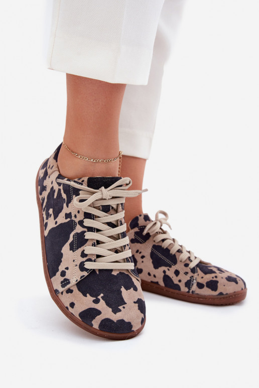 van suède vrijetijdsschoenen Barefoot Dames IN Łaty Zazoo N1120 bruin-beige van suède vrijetijdsschoenen Barefoot Dames IN Łaty Zazoo N1120 bruin-beige