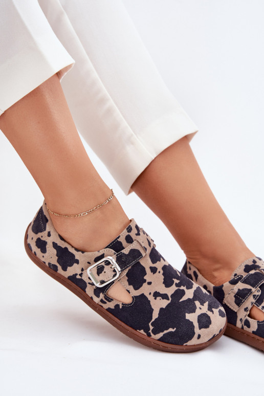 van suède schoenen Barefoot Dames met gespen Łaty Zazoo N1261 bruin-beige van suède schoenen Barefoot Dames met gespen Łaty Zazoo N1261 bruin-beige