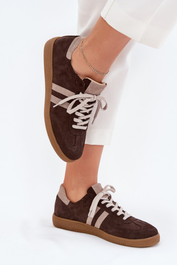 Zazoo N1068 van suède Laag Sneakers model schoenen Dames CzekoladoIne