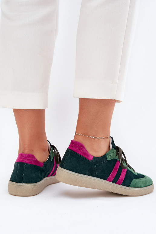 Zazoo N1068 van suède Laag Sneakers model schoenen Dames kaki kleuren Zazoo N1068 van suède Laag Sneakers model schoenen Dames kaki kleuren