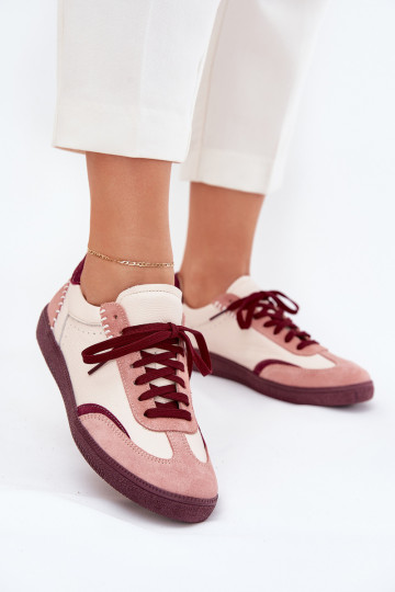 Roze leren dames sportschoenen Zazoo N1202 2