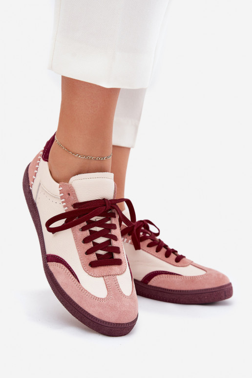 Leer Sneakers model schoenen Dames Zazoo N1202 roze Leer Sneakers model schoenen Dames Zazoo N1202 roze