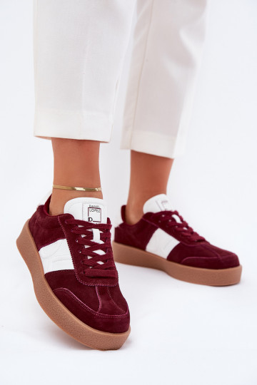 Bordeaux kleurige suède dames sportschoenen Daniel Lopez Just Dare SS2D4023