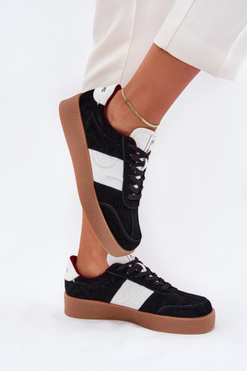 Zwarte suède dames sportschoenen Daniel Lopez Just Dare SS2D4021